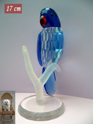 Glasfigur Papagei 17 Cm Blau Kristall Vogel Geschliffen 380 G Bild
