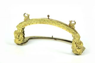 Antiker Feuervergoldeter Handtaschenbügel Empire Frühes 19.  Jh.  Fabelwesen Relief Bild