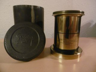 J.  H Dallmeyer 15 X 12 London Rapid Rectilinear Patent Brass Lenses Messing - Obje Bild