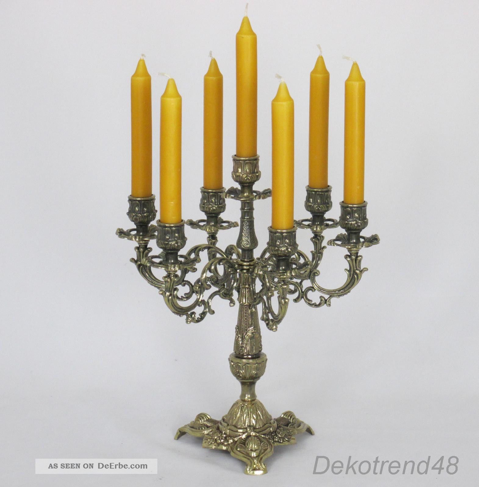 Kerzenleuchter 7 - Armig Tischleuchter Kerzenständer Messing - Optik Antik Barock Gefertigt nach 1945 Bild