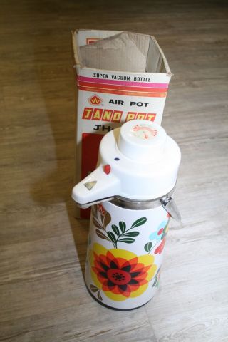 70er Jahre Pump - Thermoskanne Air - Pot Jh - 105 Pumpkanne Blumen - Design Kaffeekanne Bild