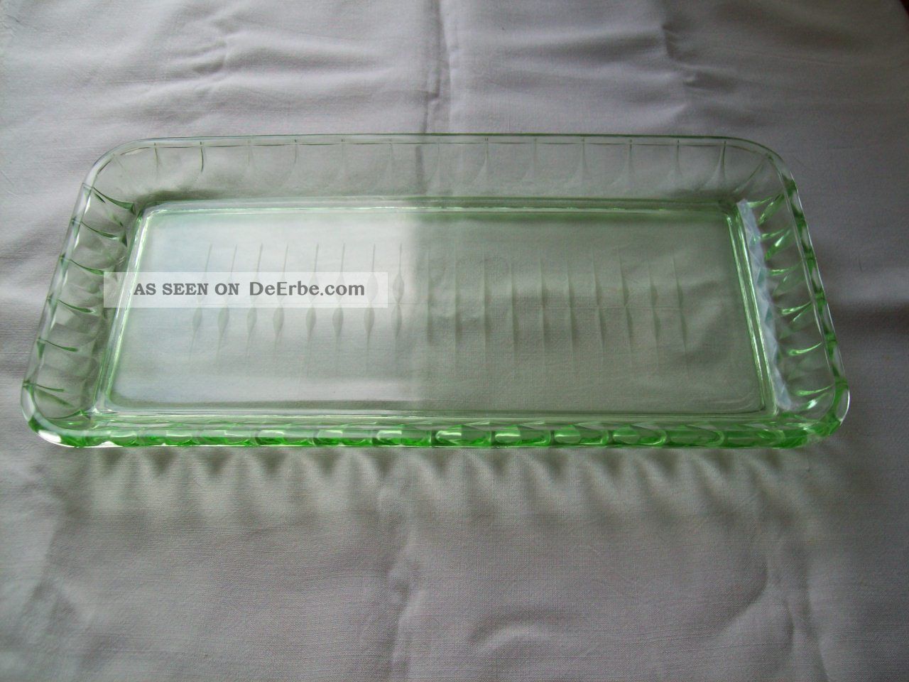 Kuchenplatte 15x30 Cm Uranglas Glasplatte Grünes Glas Servierplatte Rechteckig Glas & Kristall Bild