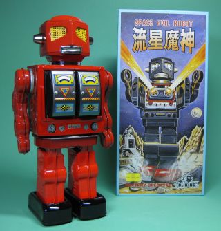 Space Evil Robot Red Roboter Lack Rot Made By Metal House Made In Japan Bild