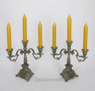 Kerzenleuchter 3 - Armig 2 Stück Messing Optik Kerzenständer Leuchter Antik Barock Bild