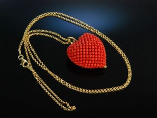 Coral Heart Pendant Herz AnhÄnger Mit Kette Sardegna Koralle Silber Vergoldet Bild