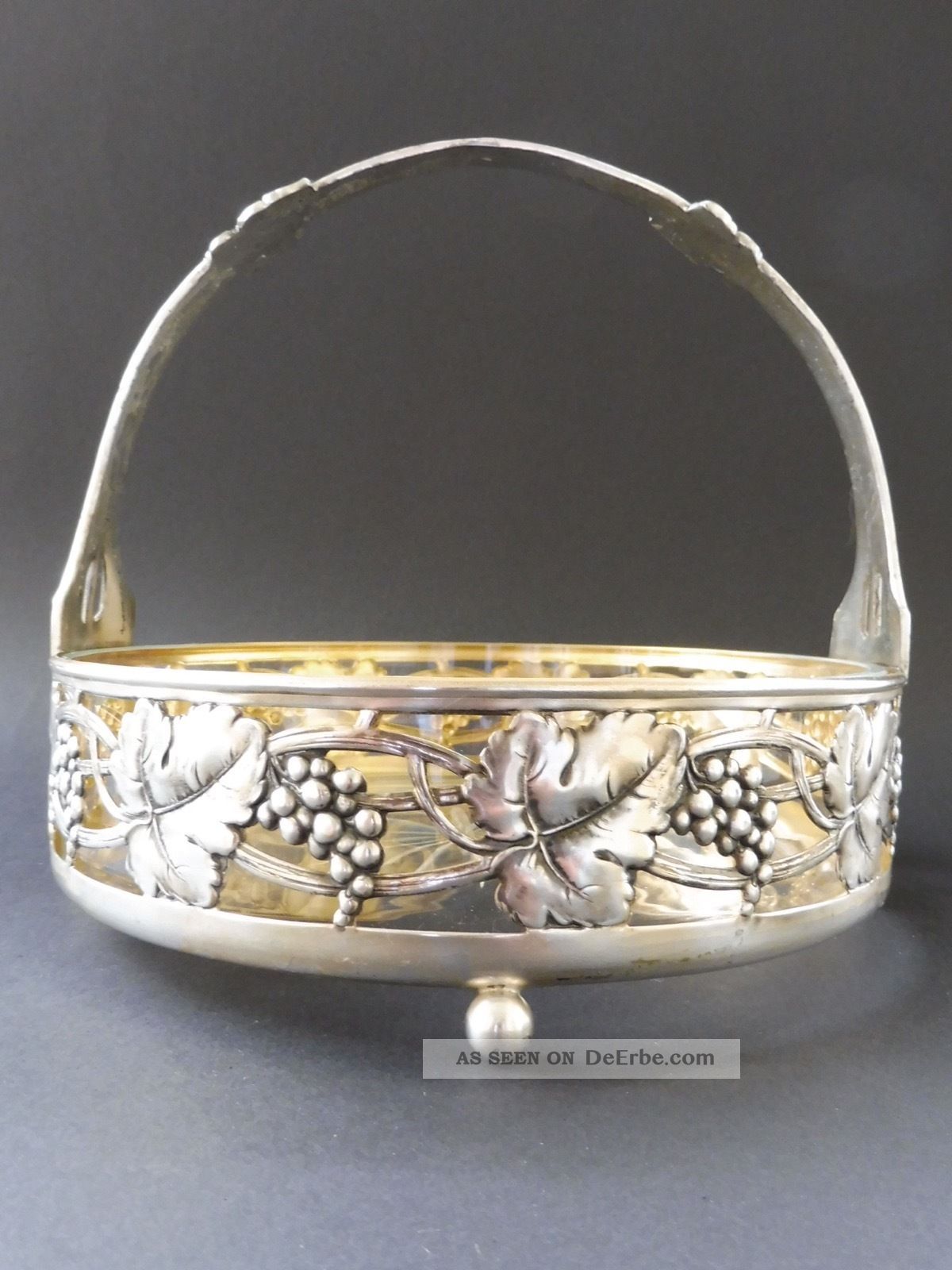 Florale Jugendstil Jadiniere Vergoldet Art Nouveau Grape Trauben Wmf Or Argentor 1890-1919, Jugendstil Bild