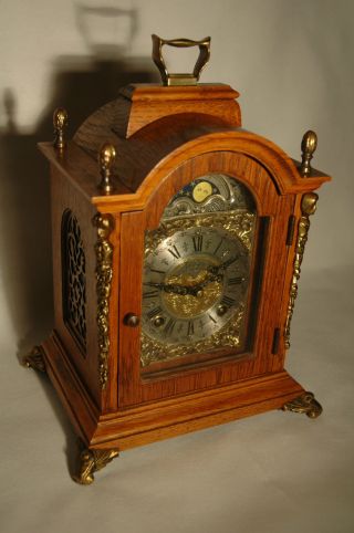 Alte Bracket Clock Kaminuhr Tischuhr Mondphasenuhr Stutzuhr Warmink Stockuhr Bild