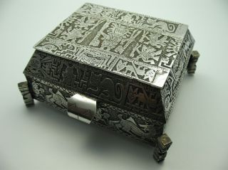 Handarbeit Südamerika Wunderschöne 582 Gr Massive Zigarettendose Aus 900 Silber Bild
