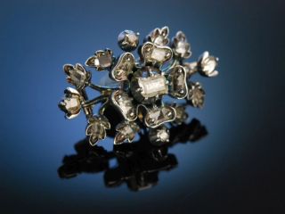 1800 Antique Diamond Brooch Antike Diamant BlÜten Brosche Tafelschliff Silber Bild