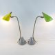 Paar Lampen Messing Leuchte Lamp 50s Tisch GrÜn Gelb Grau Stilnovo Vintage 1950-1959 Bild 4