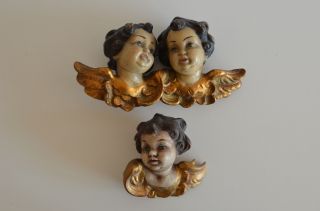 2 Engel Putten Holz Handgeschnitzt Und Handbemalt,  Alt,  Meran Bild