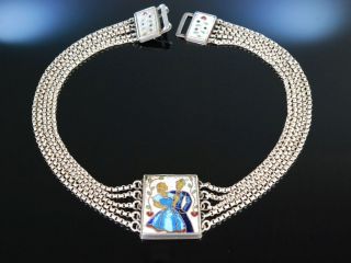 Historische Trachten Kette Silber Kropfkette Email Dekor Ca 1930 Silver Necklace Bild