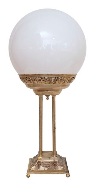 Wunderschöne Jugendstil Etagen Tischlampe Versilbert Um 1910 - 1930 Opalglas Bild