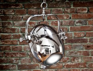 Industriedesign Hängeleuchte Nickel Chrom Lampe Leuchte Scheinwerferlampe Loft Bild