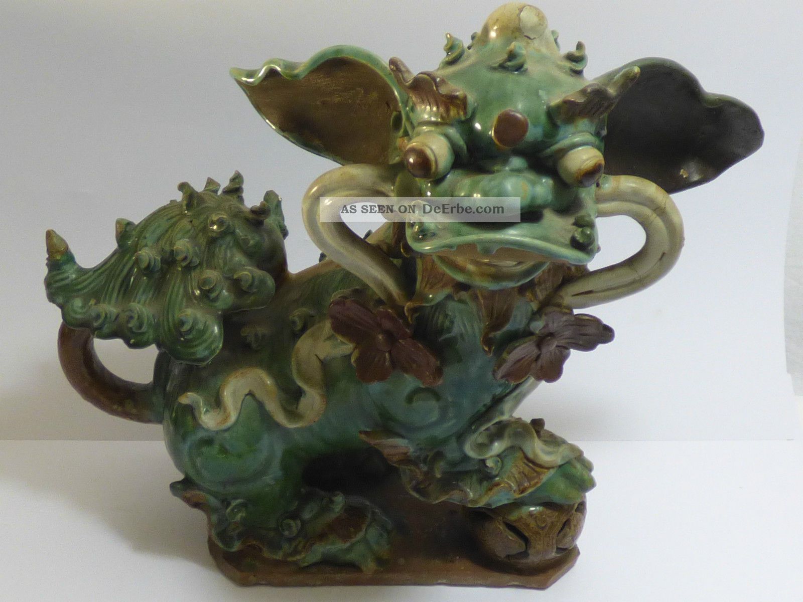 Chinesischer Tempelhund Ming - Stil Keramik Teilweise Grün Glasiert Um 1900 Asiatika: China Bild