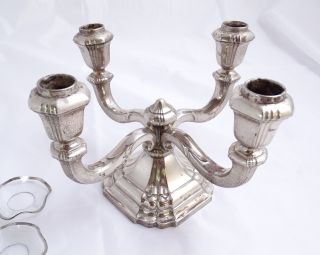 Antiker Seltener 835 Silber Kerzenhalter Kandelaber 4 - Flammig Ca.  520g Bild