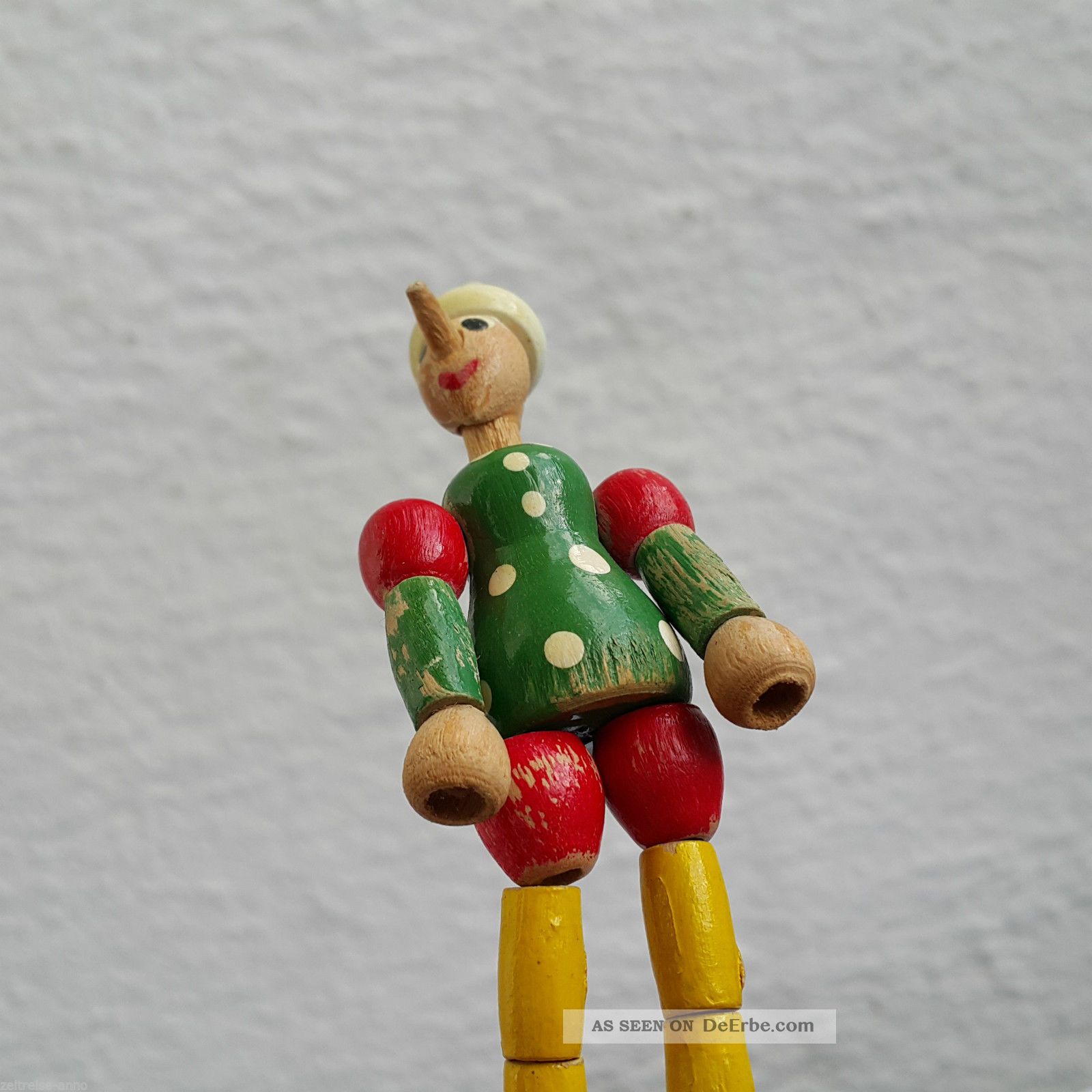 Uralte Erzgebirge Pinocchio Holz Figur Drückfigur Steh Auf Männchen