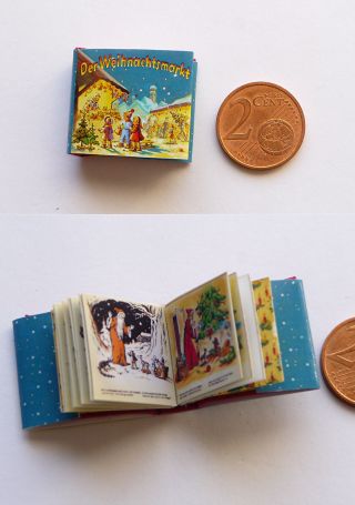 Winziges Miniatur Buch Der Weihnachtsmarkt Für Die Puppenstube Bild
