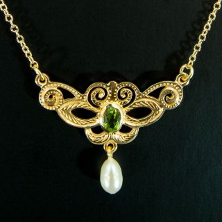 Jugendstil Ohrhänger - Petite Joyau - Granat U.  Perlen 925/ - Silber Rosévergoldet Bild