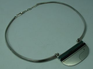 Handarbeit Top 70er Jahre Designer Collier Kette 925 Silber Mit Achat Und Onyx Bild