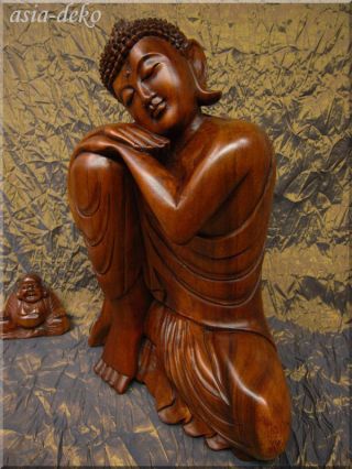 Anmutige Edle Schlafende Buddha Skulptur Statue Figur Zen Shaolin Artefakt Holz Bild