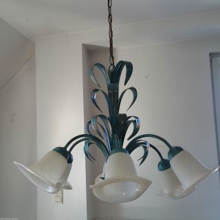 Hängelampe 6 Flammige Florentiner Deckenleuchte Lampe Metall Blau Türkis Bild