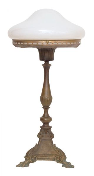 Klassische Jugendstil Schreibtischlampe Tischleuchte Lampe 1920 Messing Bild