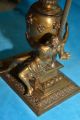Antike Seltene Massive Jugendstil Lampe Mit Bronzefigur Mit Tintenfass 1890/1900 Bronze Bild 5