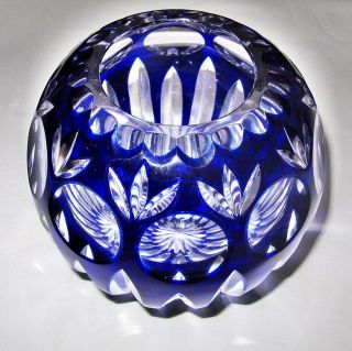 Kugelvase Bleikristall Handgeschliffen Kobaltblau Sammlerstück Bild
