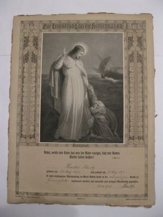 Antik - Rustikal Rar 1910 Erinnerung An Den Tag Der Konfirmation Altes Dokument Bild