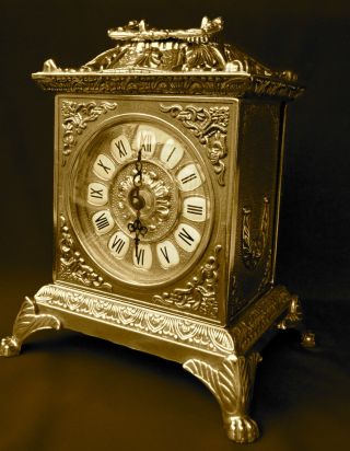 Kaminuhr Mit Quarzwerk Messing Tischuhr Antik Barock Gold Uhr Massiv 1082108 Bild