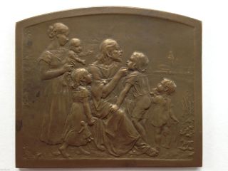 Medaille - Plakette Christus Mit Kindern Um 1900 Bild