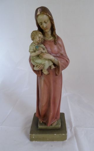 Antike Gips Plastik Madonna Mit Kind Hochwertige Handarbeit Sakrale Skulptur Bild