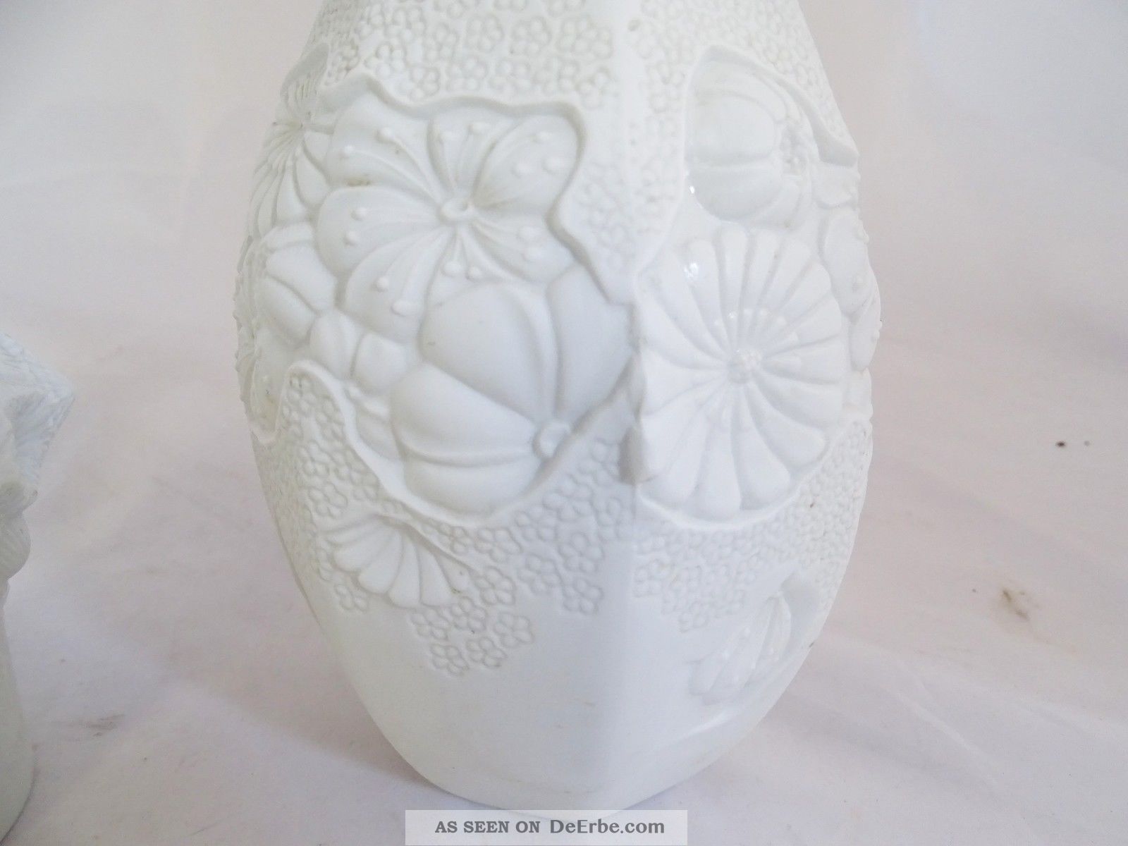 3 Seltene Ak Kaiser Vasen Porzellan Muschel Blumen Dekor Raritäten Weiß