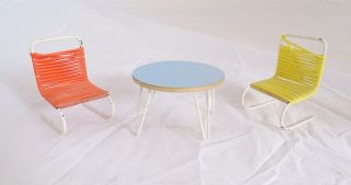70er Jahre Puppenstube Raritäten Möbel Stühle Mit Tisch Panton Ära Bild