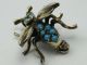 Seltene Alte Brosche In Form Eines Insekts Aus 925 Silber Mit Türkis Und Granat Broschen Bild 1