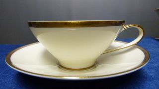Rosenthal Bettina 50er Jahre Porzellan - Kaffeetasse Mit Untert - Elfenbein/gold Bild