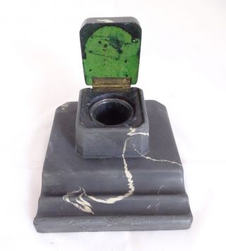 Antike Marmor Schreibtischgarnitur Mit Glas Einsatz Um 1900 Bild