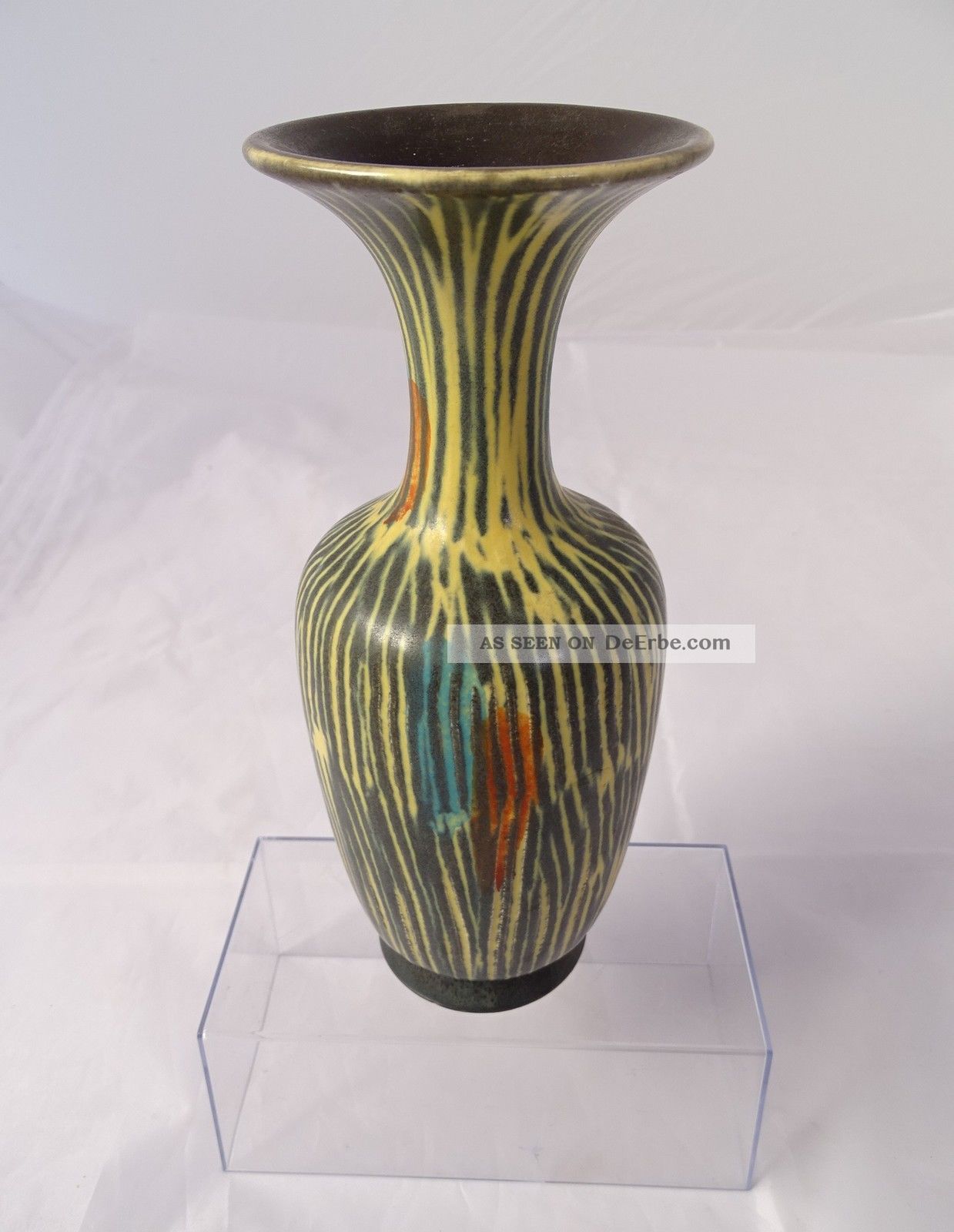 Ausgefallene Design Keramik Vase 50er Jahre 50s Rarität Tolle Farben 20 Cm 1950-1959 Bild