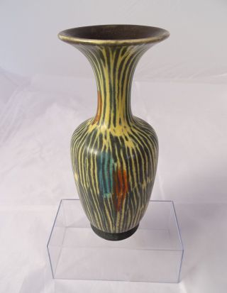 Ausgefallene Design Keramik Vase 50er Jahre 50s Rarität Tolle Farben 20 Cm Bild