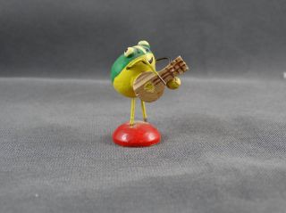 Erzgebirge Holzfigur Frosch Mit Musikinstrument Bild
