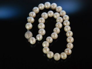 Brilliant Pearl Necklace Feinste Zucht Perlen Kette Brillanten 2,  15 Ct Gold 750 Bild