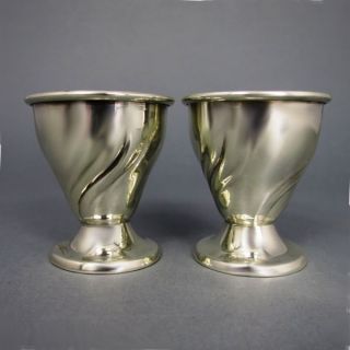2 Antike Eierbecher Godroniert Silber Um 1900 Bild