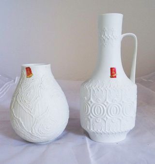 2 Ak Kaiser Vasen Porzellan Ausgefallenes Dekor Sammler Weiß Design Top Bild