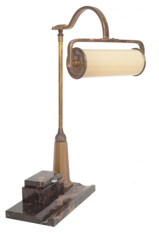 Sehr Edle Art Déco Kontor Schreibtischlampe Banker Leuchte Marmor 1930 Bild