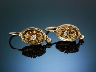 Antike Biedermeier Ohrringe Silber Vergoldet Österreich Um 1850 Antique Earrings Bild