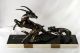 WunderschÖne Art Déco Skulptur Figur Statue Gazelle Und Jagender Hund Jagd & Fischen Bild 1