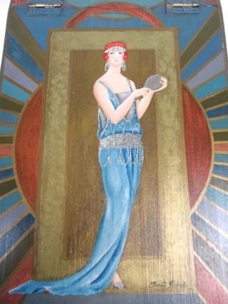 Seltene Art Deco Schmuck Schatulle KÄstchen Signiert Janet Roberts England Antik Bild