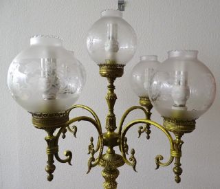 Seltene Empire Stehlampe 5 - Flammig Glaskugeln Herrlich Verziert 1,  72m Bild