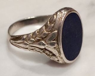Eleganter Lapis Lazuli Ring Silbering Silber 925 Jugendstil Siegelring Gr 62 /63 Bild